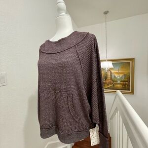 We The Free people. 
 Maroon Cowl Neck Sweater
Termal long.   knit Top.
